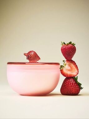 Anthropologie Romy Fruity Strawberry and Blonde Wood Glass Candle